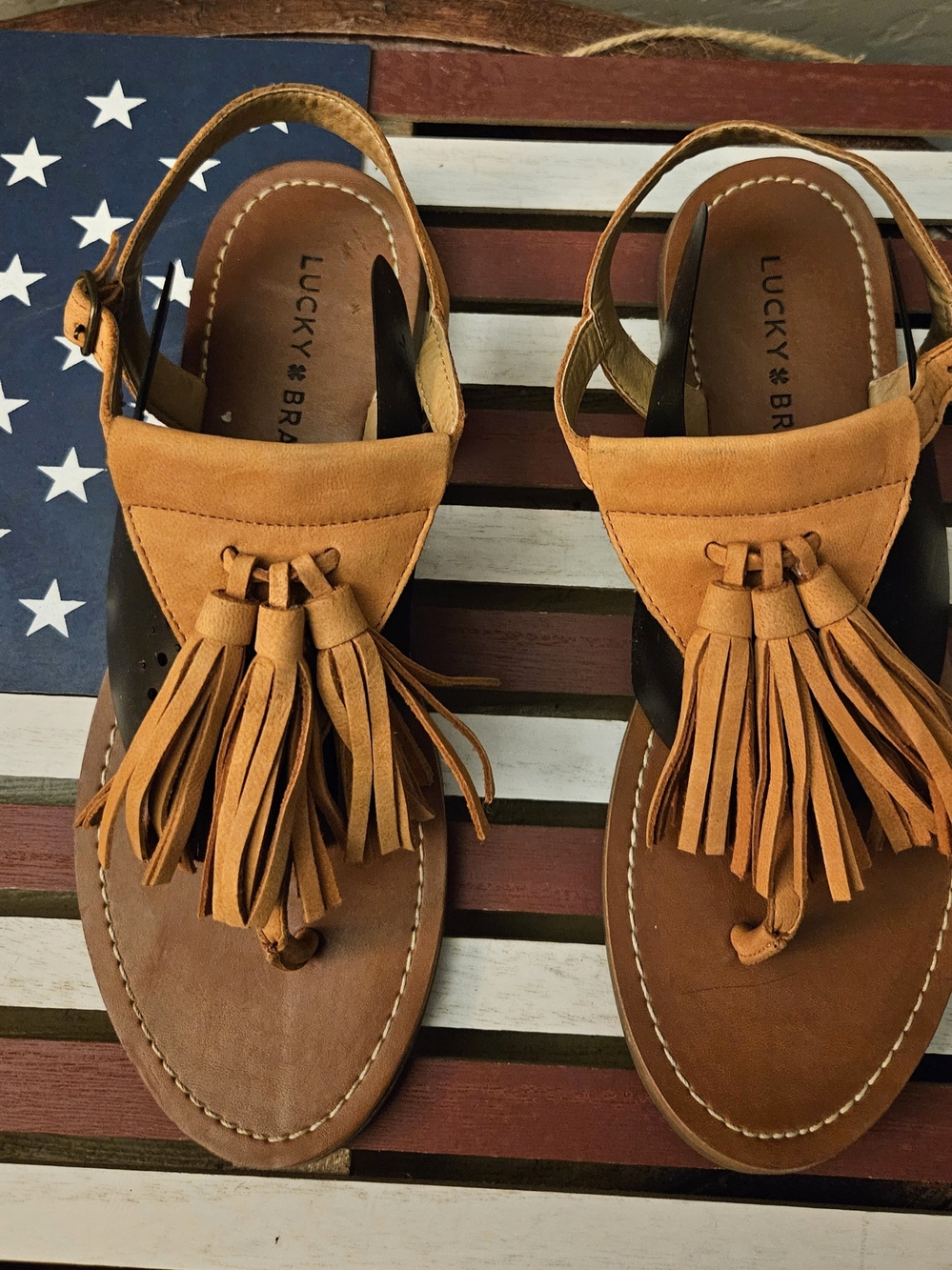 Lucky Brand Girls' Tan Tassel Sandals